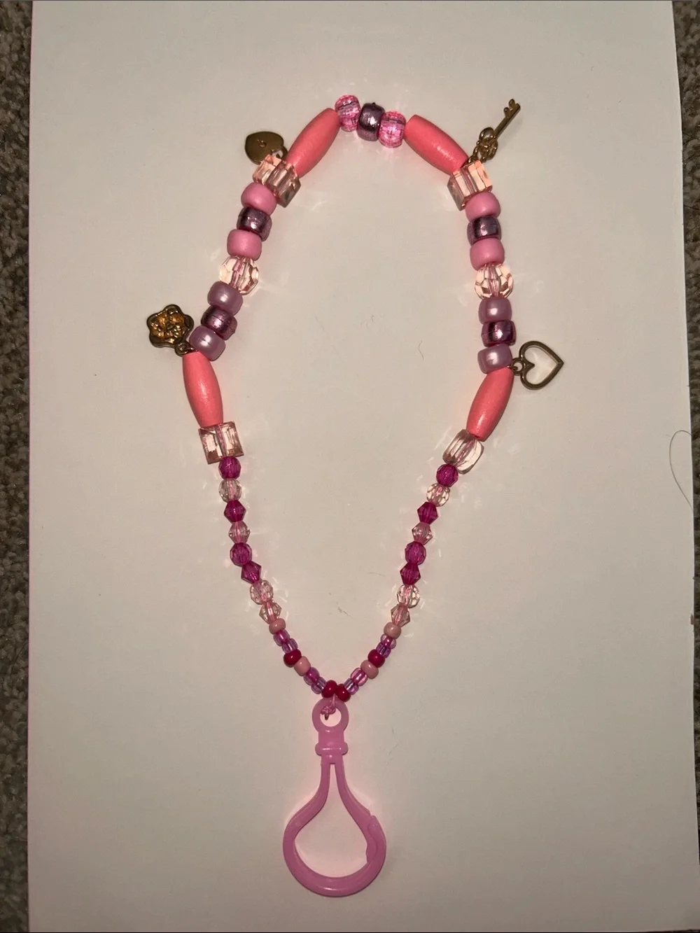 Beaded Pink Charm Keychain - Women Accessories